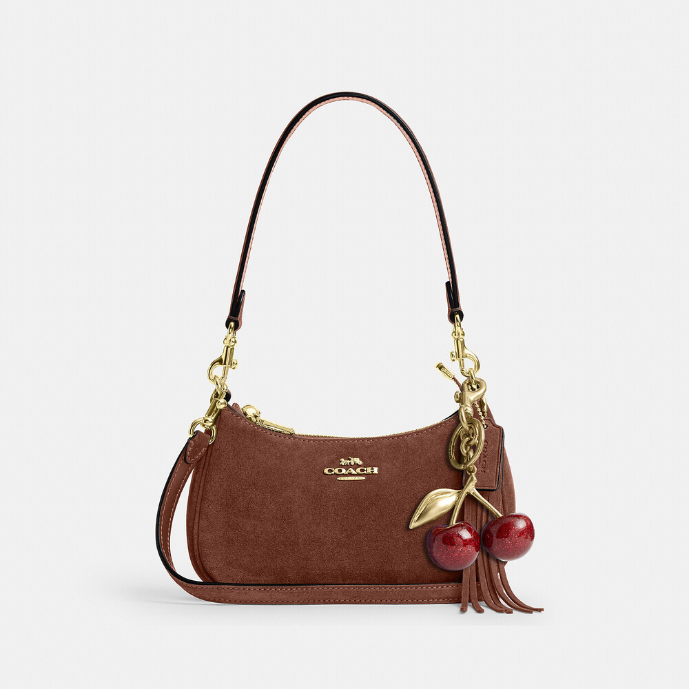 Coach Brown Suede Crossbody Bag with Gold Hardware - Picture 2 of 6